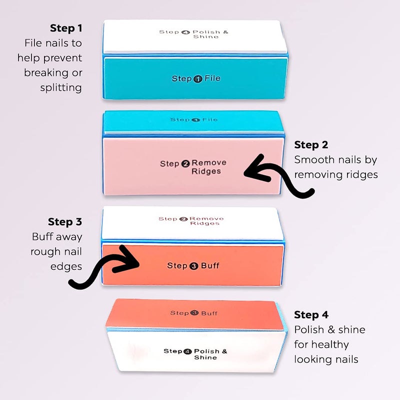 DreamCut 4-Way Nail Buffer Block - 4 Steps Sanding Polisher, Washable Emery Buffing Tool for Professional Manicure and Pedicure - Image 3
